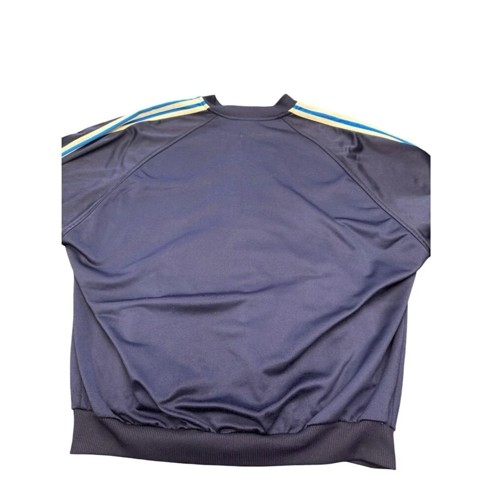 Vintage 80s Adidas Trefoil Track Jacket XL Navy Blue White Stripes Full Zip